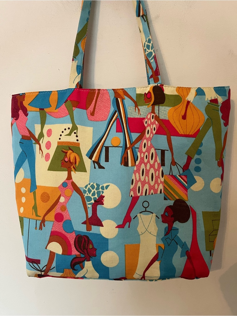 Y2K Fashion Girl Graphic Tote Bag Retro Mod Kitsch Colourful Zip - Picture 3 of 10